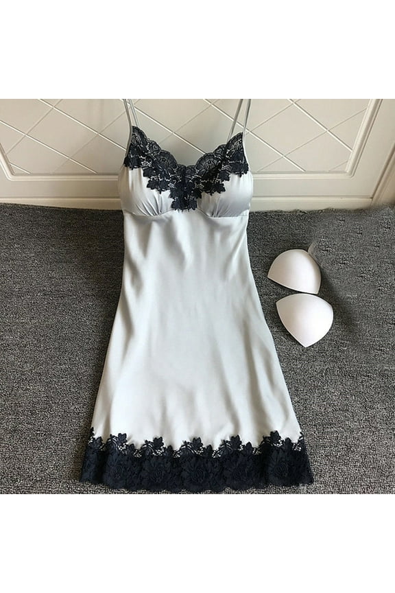 Women's Nightgowns Sleeveless Sleepwear Adjustable Spaghetti Strap Sleepshirt Racerback Pajama Dress White L