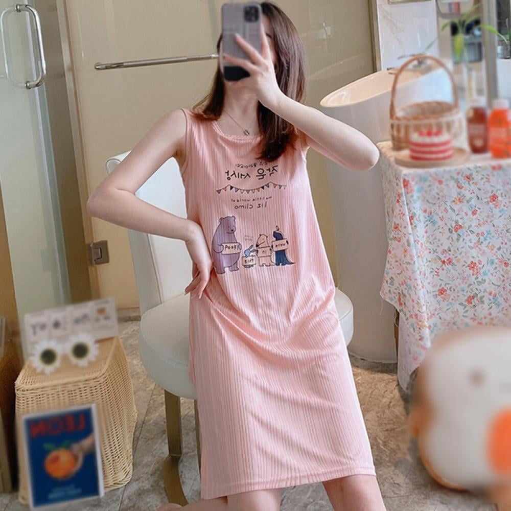 H HIAMIGOS Nightgowns for Women with Built in Bra Removable Pads Nightshirt  Dress Sleepwear Sleeveless Nightdress Full Slips