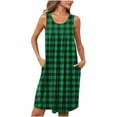 thumbnail image 1 of Women's Nightgowns with Pockets, Sleeveless Plaid Nightshirt Soft Ladies Pleated Tank Nightdress Ladies Pajama Dress Summer Green XXL, 1 of 7