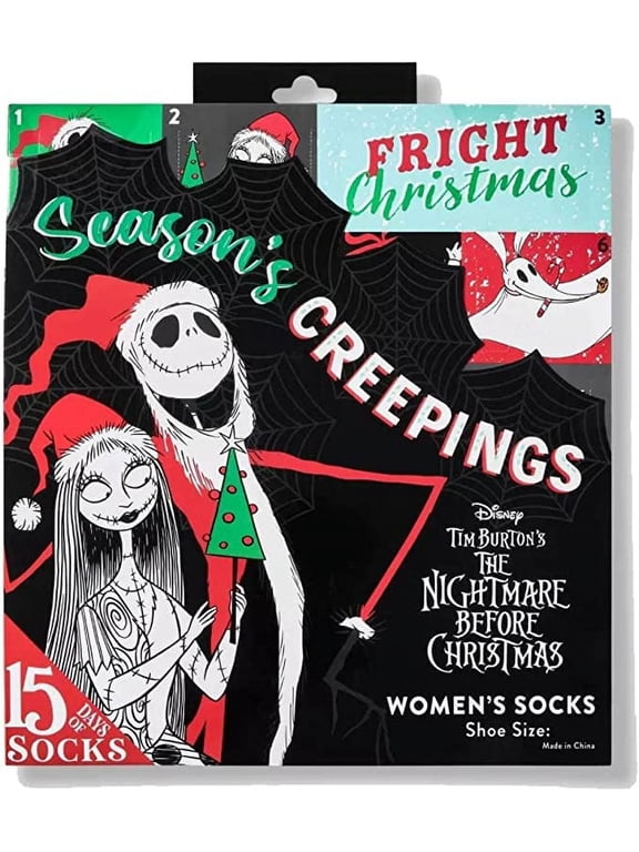 Women's Nightmare Before Christmas 15 Days of Socks Advent Calendar - Assorted Colors- (Size 4-10)