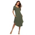 thumbnail image 1 of Women's Nightshirt Short Sleeve Plus Size Nightgown V-Neck Sleepwear Pajama Dress S-XXL, 1 of 4