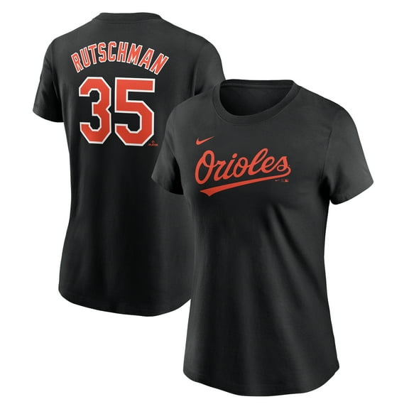 Women's Nike Adley Rutschman Black Baltimore Orioles Cooperstown Collection Fuse Name & Number T-Shirt
