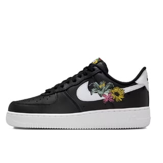 Women's Nike Air Force 1 '07 PRM 'Flowers' Blk/Wht-Mtlc Gold (IB6644 001) - 6.5
