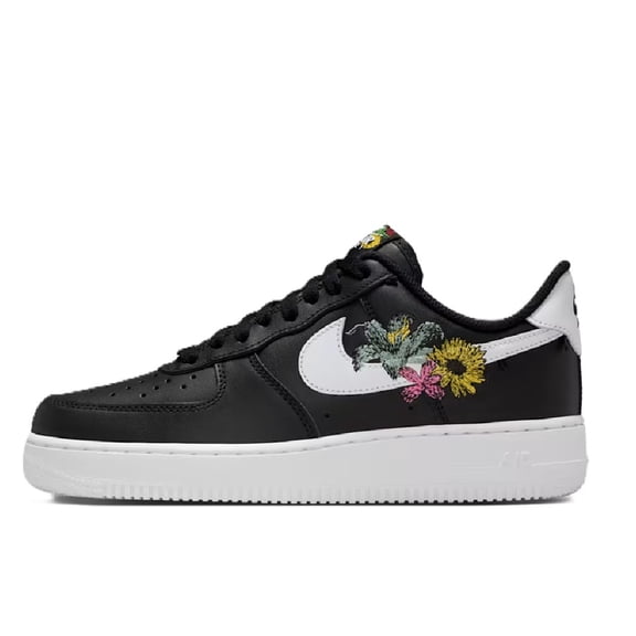 Women's Nike Air Force 1 '07 PRM 'Flowers' Blk/Wht-Mtlc Gold (IB6644 001) - 7.5