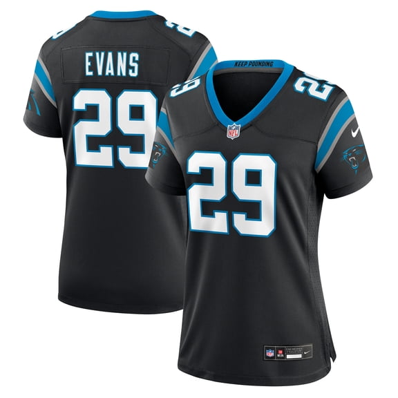 Women's Nike Akayleb Evans  Black Carolina Panthers Team Game Jersey