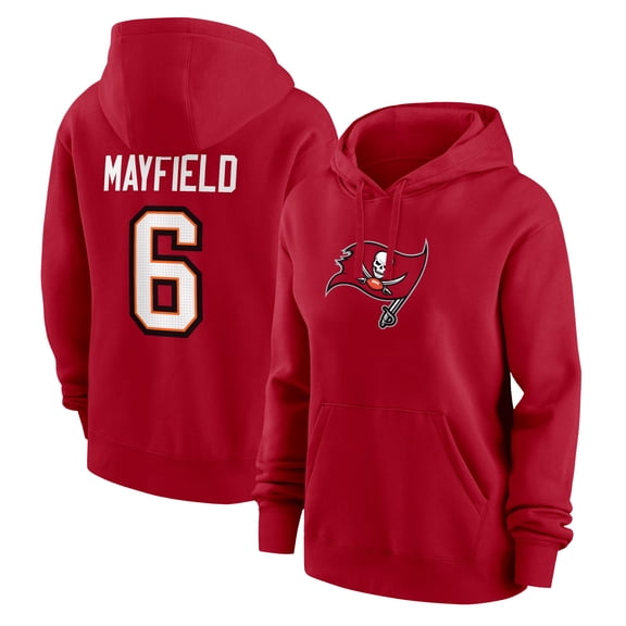 Women's Nike Baker Mayfield Red Tampa Bay Buccaneers Player Name & Number Fleece Hoodie