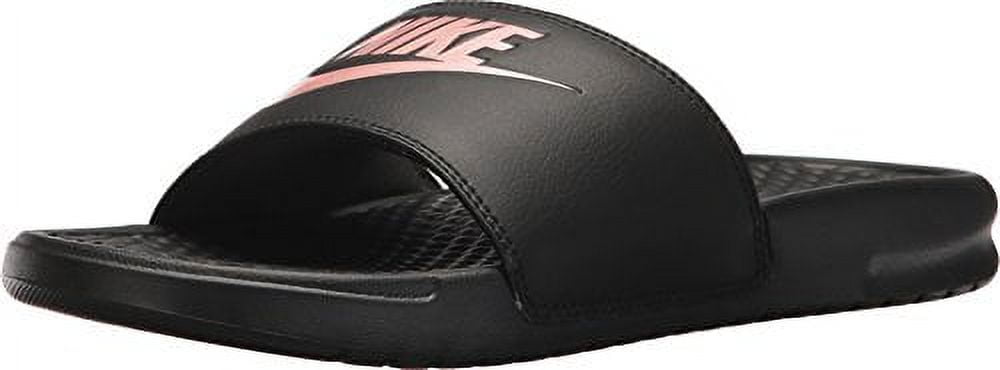 Nike benassi slides women's black and rose gold hot sale