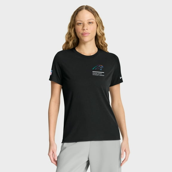 Women's Nike Black Carolina Panthers 2025 NFL Crucial Catch Tri-Blend Dri-FIT T-Shirt