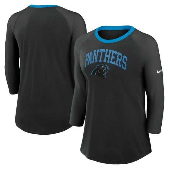 Women's Nike  Black Carolina Panthers 3/4 Sleeve Raglan Fashion Top