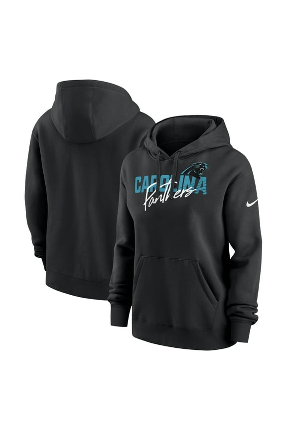 Women's Nike Black Carolina Panthers Wordmark Club Fleece Pullover Hoodie