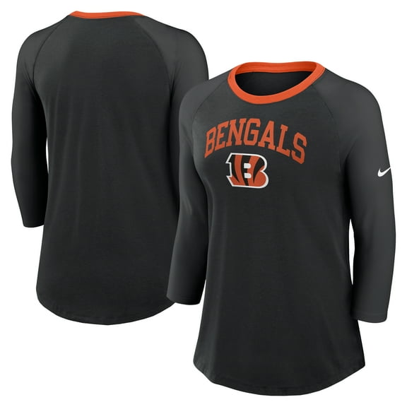 Women's Nike  Black Cincinnati Bengals 3/4 Sleeve Raglan Fashion Top