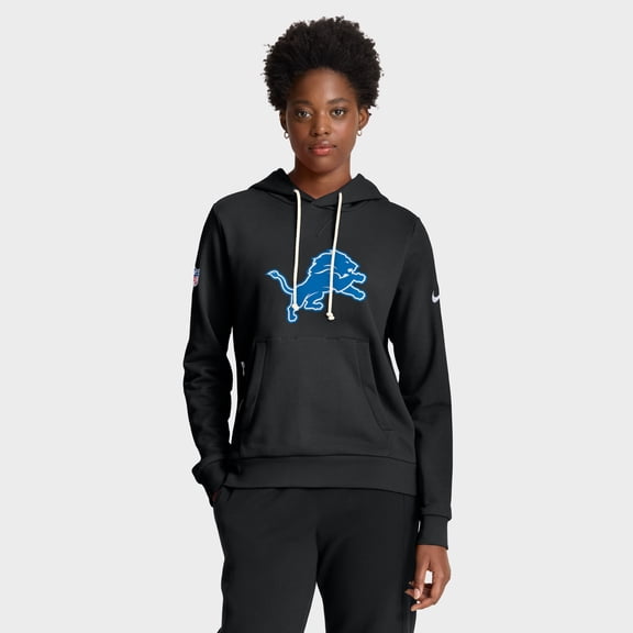 Women's Nike Black Detroit Lions Throwback Sideline Standard Issue Dri-FIT Hoodie