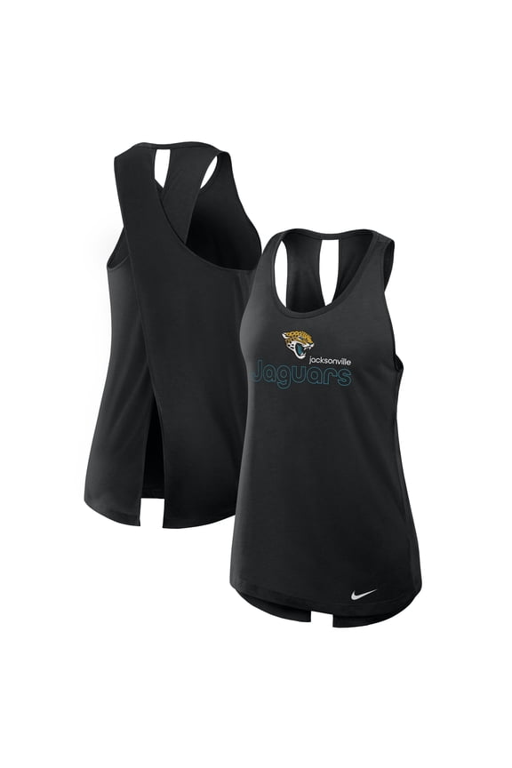 Women's Nike Black Jacksonville Jaguars Open-Back Crisscross Dri-FIT Tank Top