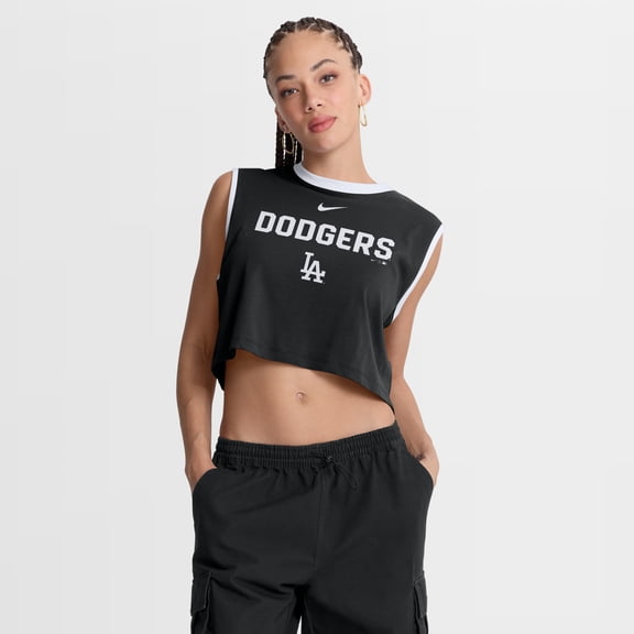 Women's Nike Black Los Angeles Dodgers Primetime Loose Dri-FIT Cropped Tank Top