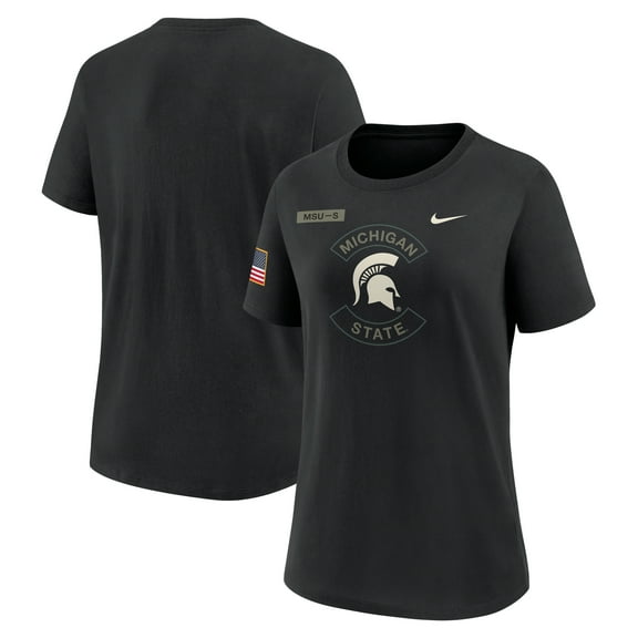 Women's Nike Black Michigan State Spartans 2025 Military Appreciation Dri-FIT T-Shirt
