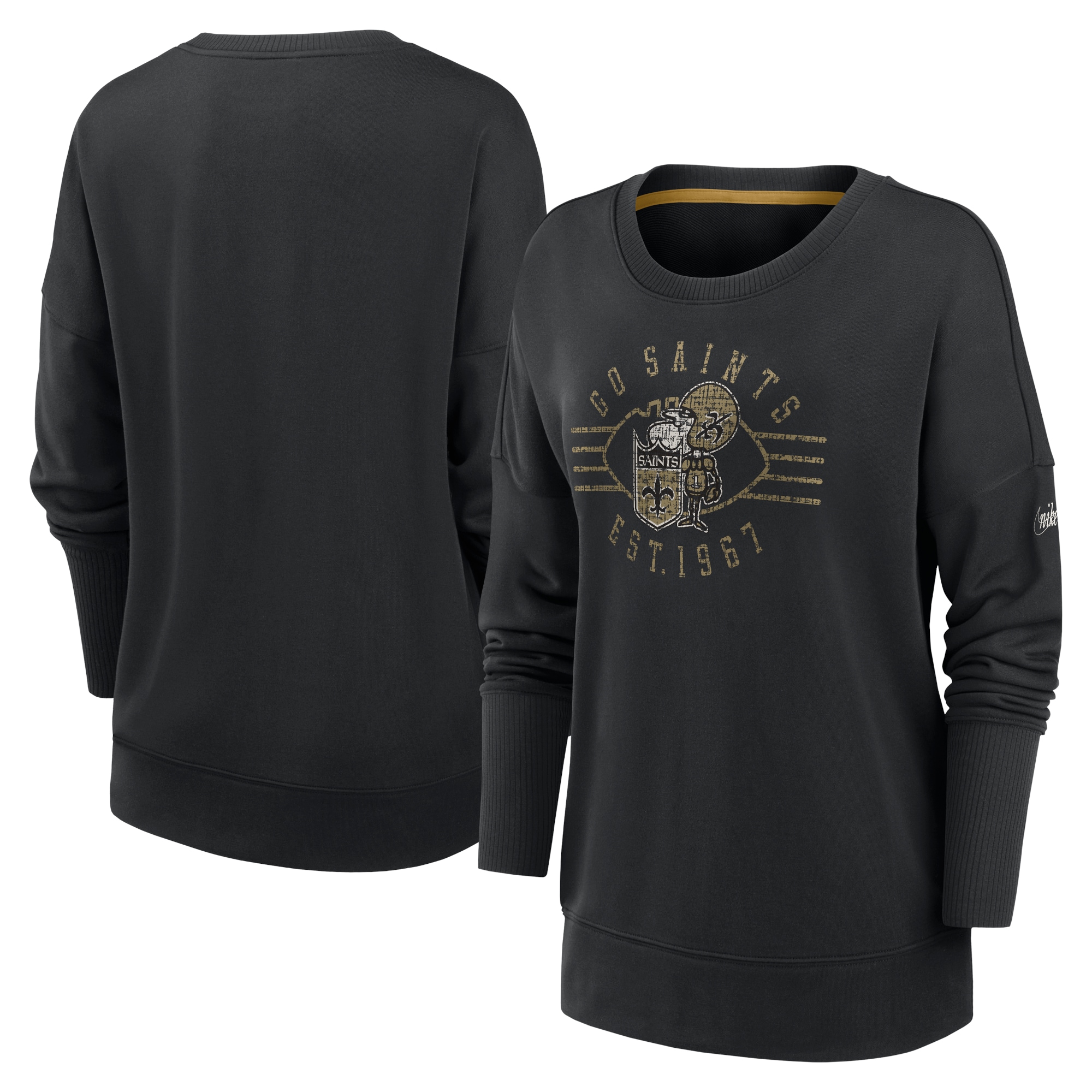 Women s Nike Black New Orleans Saints Rewind Playback Icon Performance Pullover Sweatshirt Walmart