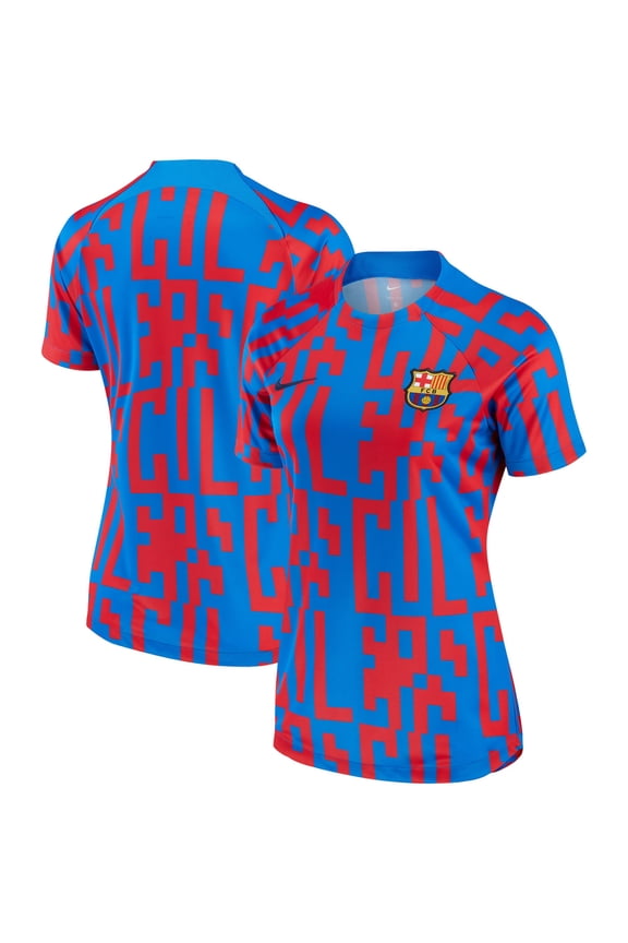 Women's Nike Blue Barcelona 2022/23 Pre-Match Home Performance Top