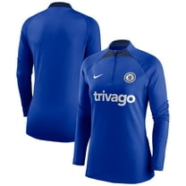 Women's Nike Blue Chelsea Strike Drill Raglan Performance Quarter-Zip Top