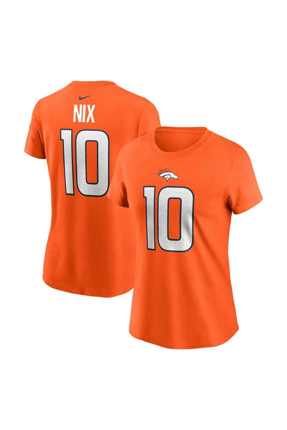 Women's Nike Bo Nix Orange Denver Broncos  Name & Number T-Shirt