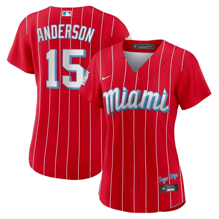 売れ筋商品|||ナイキ Tシャツ トップス レディース Men's Red Miami Marlins City Connect Logo T-shirt Red Women's Nike Brian Anderson Red Miami Marlins 2021 City