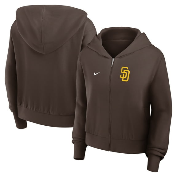 Women's Nike Brown San Diego Padres Cropped Chill Full-Zip Hoodie