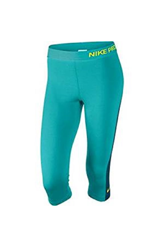 Women's Nike Capri Pro Leggings (X-Small, Dusty Cactus/Volt)