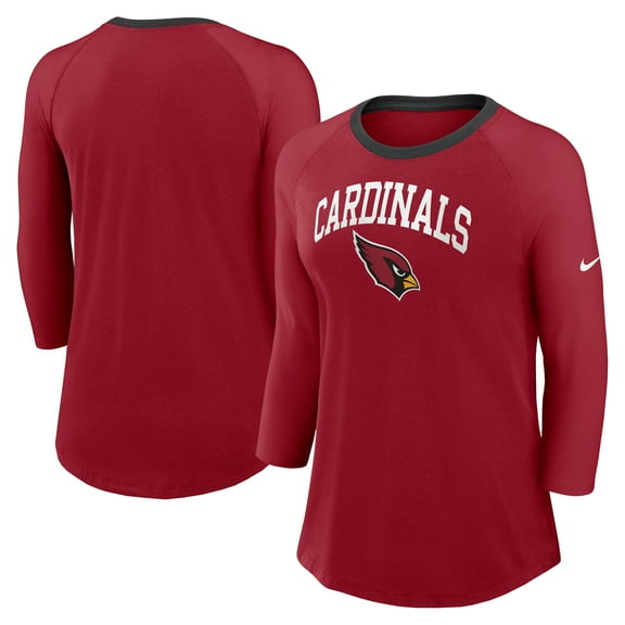 Women's Nike  Cardinal Arizona Cardinals 3/4 Sleeve Raglan Fashion Top