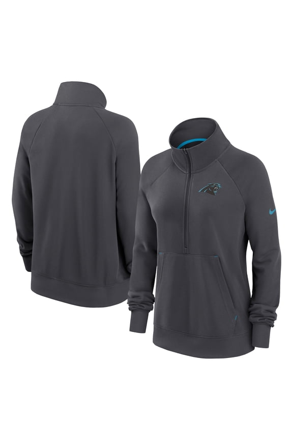 Women's Nike Charcoal Carolina Panthers Premium Raglan Performance Half-Zip Sweatshirt