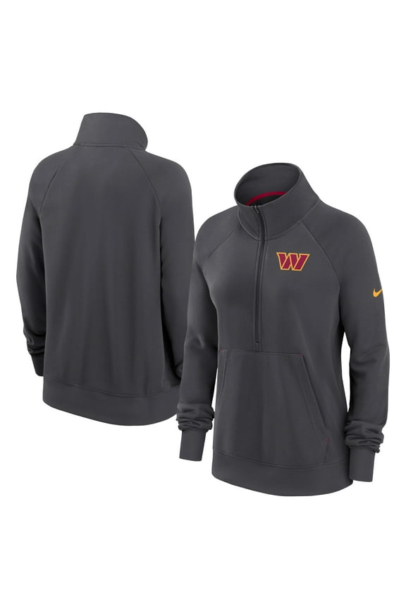 Women's Nike Charcoal Washington Commanders Premium Raglan Performance Half-Zip Sweatshirt