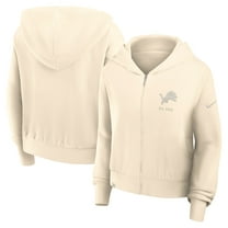 Women's Nike Cream Detroit Lions Glory Cropped Full-Zip Hoodie