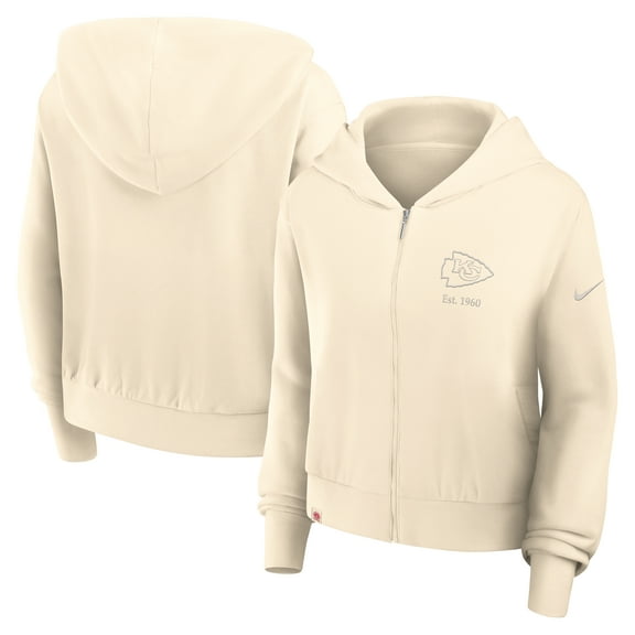 Women's Nike Cream Kansas City Chiefs Glory Cropped Full-Zip Hoodie