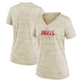 thumbnail image 1 of Women's Nike  Cream Los Angeles Angels City Connect Velocity Practice Performance V-Neck T-Shirt, 1 of 3