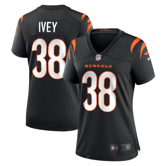 Women's Nike DJ Ivey  Black Cincinnati Bengals Team Game Jersey