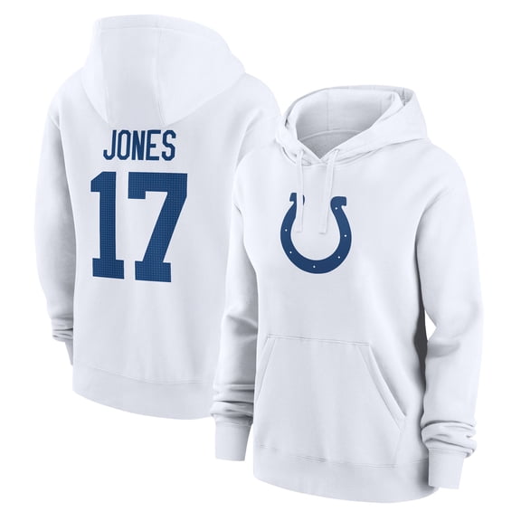 Women's Nike Daniel Jones White Indianapolis Colts Player Name & Number Fleece Hoodie