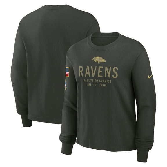 Women's Nike Dark Green Baltimore Ravens 2025 Salute to Service Sideline Dri-FIT Long Sleeve T-Shirt