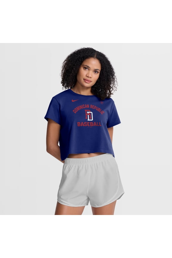 Women's Nike Royal Dominican Republic Baseball 2026 World Baseball Classic Mod Cropped T-Shirt