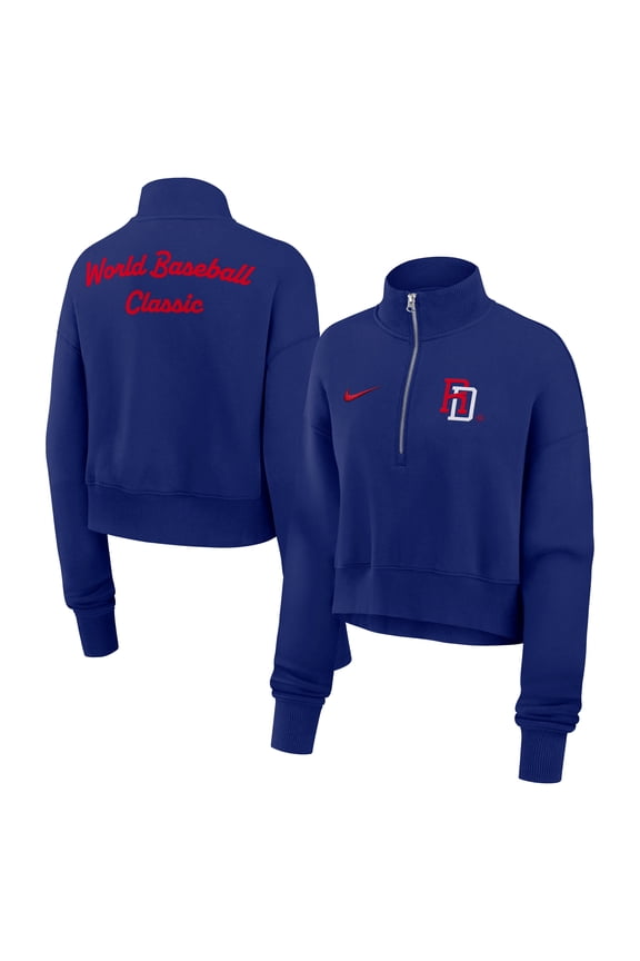 Women's Nike Royal Dominican Republic Baseball 2026 World Baseball Classic Phoenix Fleece Half-Zip Sweatshirt