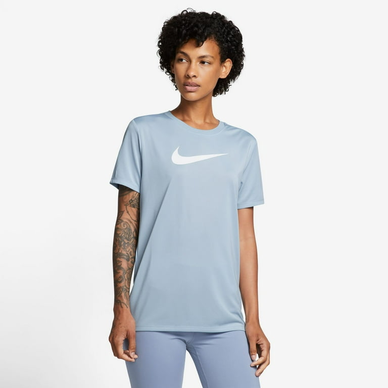 Women s Nike Dri FIT Swoosh Graphic T Shirt Color Blue Size MEDIUM