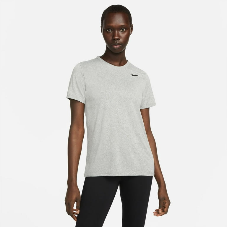 Nike Dri FIT Women s T Shirt Color Tumbled Grey Flat Silver Heather Black Size M 8 10