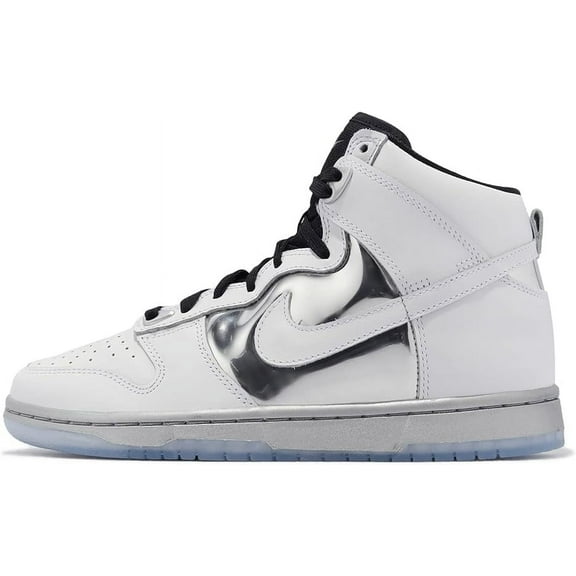 Women's Nike Dunk High SE White/White-Metallic Silver (DX5928 100) - 6.5