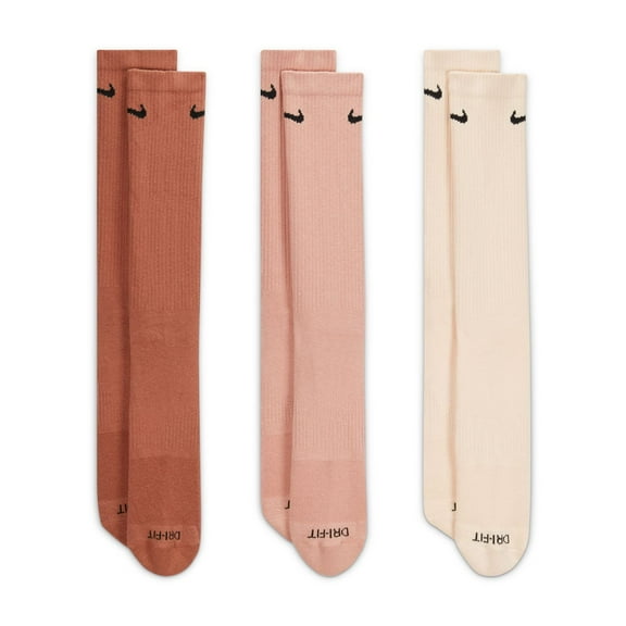 Women's Nike Everyday Plus Cushioned Training Crew Socks 3-Pack Color: Pink Neutral Size: M