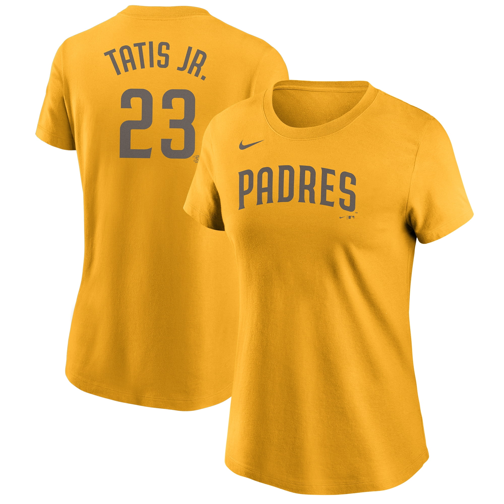 Women's Nike Fernando Tat-s Jr. Gold San Diego Padres Name & Number T-Shirt  