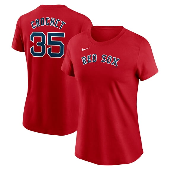Women's Nike Garrett Crochet Red Boston Red Sox Fuse Name & Number T-Shirt