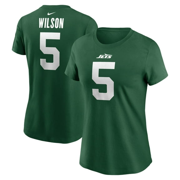 Women's Nike Garrett Wilson Green New York Jets Player Name & Number T-Shirt