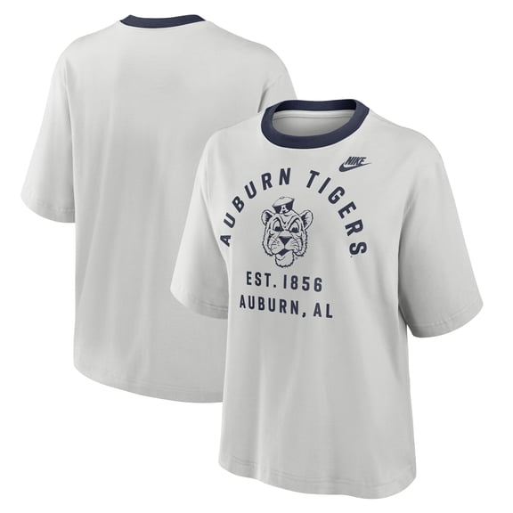 Women's Nike Gray Auburn Tigers Legacy Arch Script Boxy T-Shirt