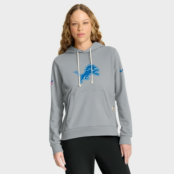 Women's Nike Gray Detroit Lions Sideline Standard Issue-Initial Home-Dri-FIT Hoodie