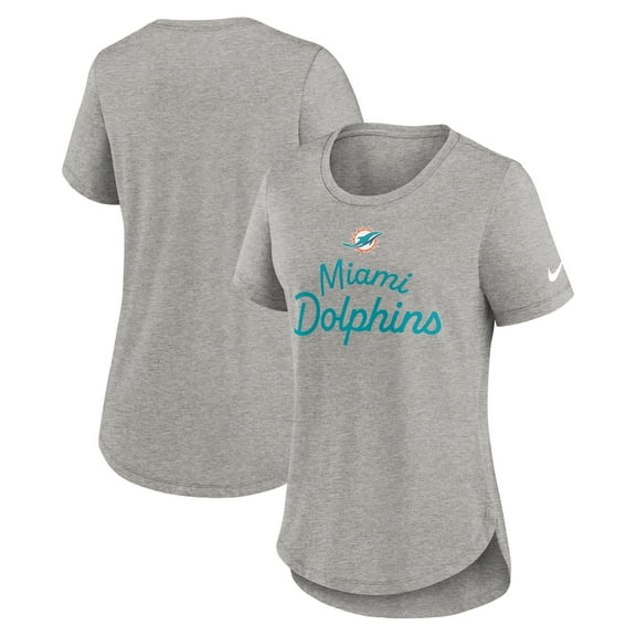 Women's Nike Gray Miami Dolphins Script Tri-Blend T-Shirt