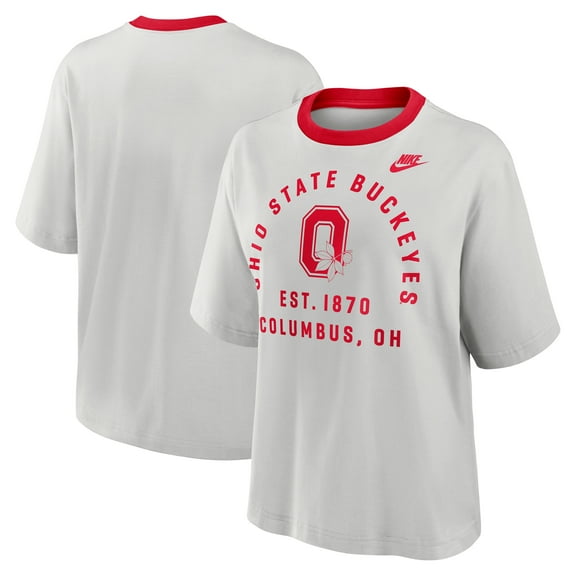 Women's Nike Gray Ohio State Buckeyes Legacy Arch Script Boxy T-Shirt