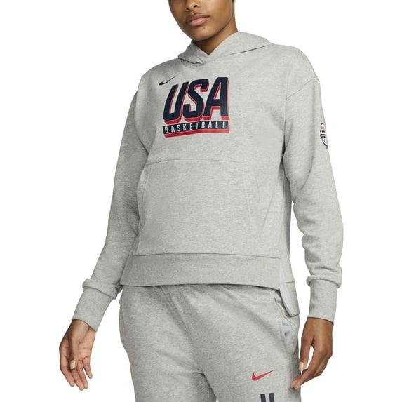 Women's Nike Gray USA Basketball Authentic Practice Club Pullover Hoodie