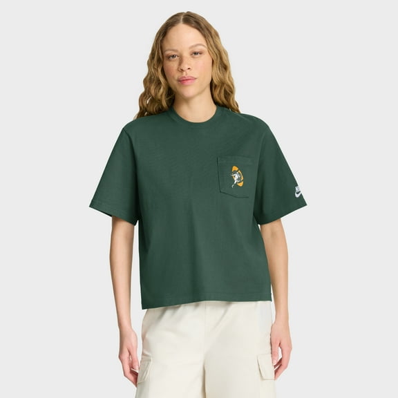 Women's Nike Green Green Bay Packers Rewind Pocket Boxy T-Shirt